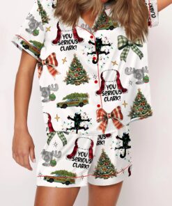 You Serious Clark Christmas Silky Satin Pajama Set For Women
