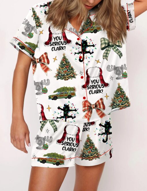 You Serious Clark Christmas Silky Satin Pajama Set For Women