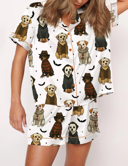 Halloween Spooky Paw Silky Satin Pajama Set For Women - Image 3