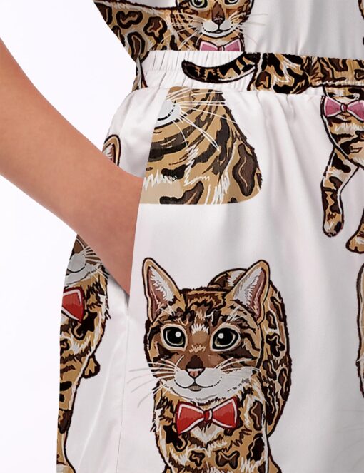 Bengal Cat Silky Satin Pajama Set For Women - Image 5