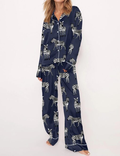 Zebra Satin Pajama Set For Women - Image 7