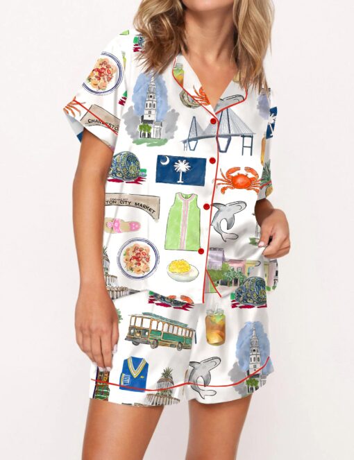 Charleston Travel Silky Satin Pajama Set For Women