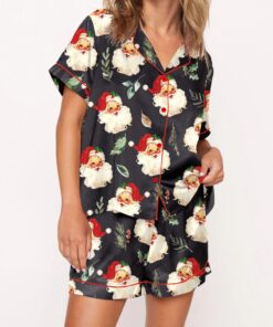 Vintage Santa Silky Satin Pajama Set For Women