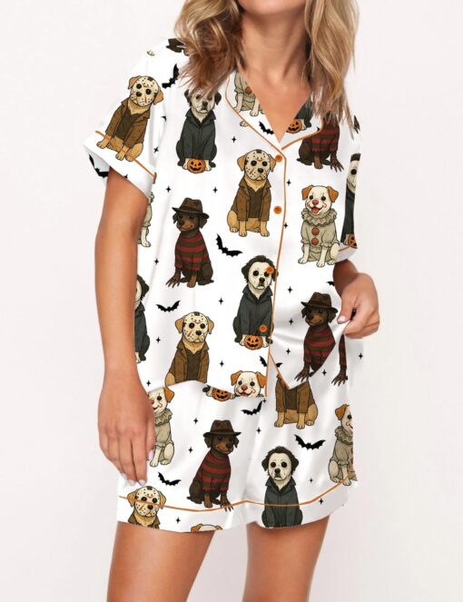 Halloween Spooky Paw Silky Satin Pajama Set For Women