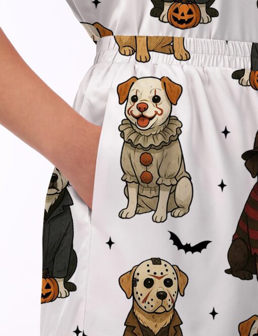 Halloween Spooky Paw Silky Satin Pajama Set For Women - Image 4