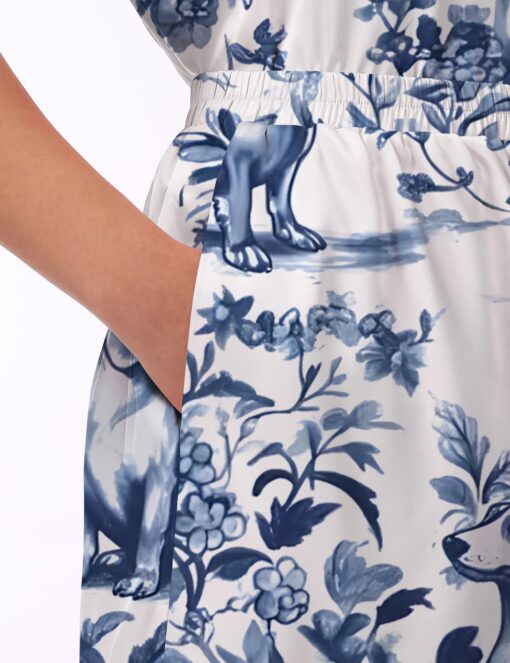 Dachshund Blue Satin Pajama Set For Women - Image 4