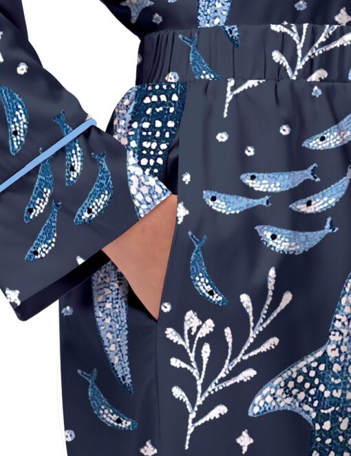 Whale Shark Satin Pajama Set For Women - Image 6