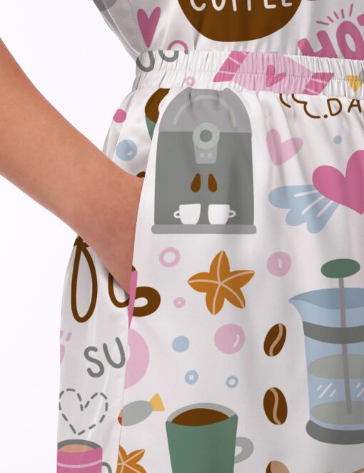 Coffee Silky Satin Pajama Set For Women - Image 4