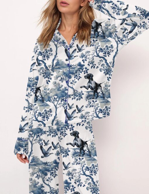German Shorthaired Pointer Silky Satin Pajama Set For Women - Image 5