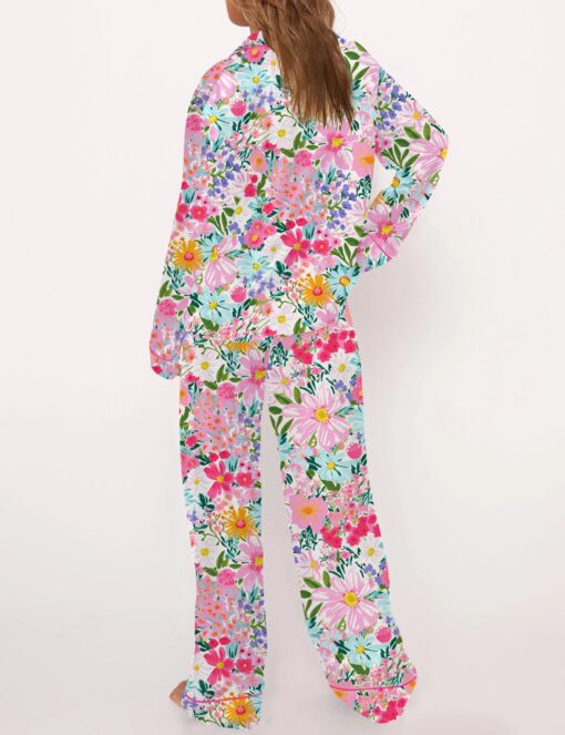 Floral Silky Satin Pajama Set For Women - Image 9
