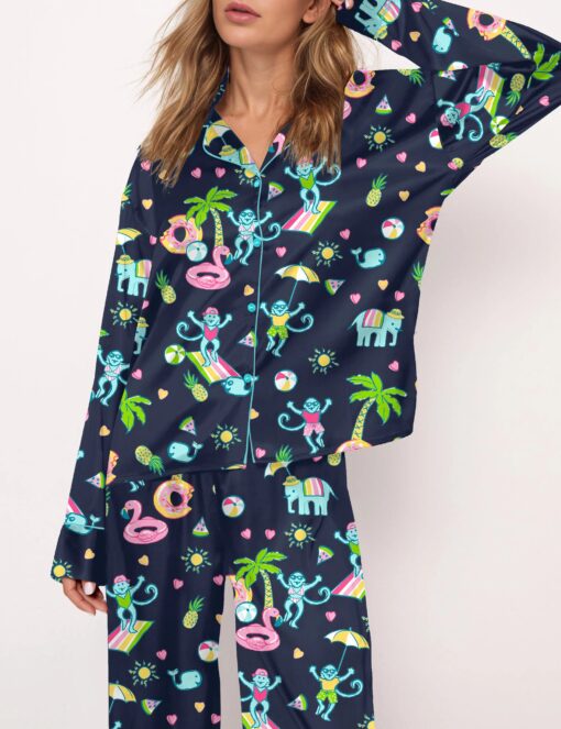 Kentucky Derby Horse Satin Pajama Set For Women - Image 2