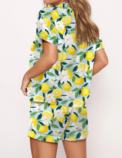 Florida Lemon Silky Satin Pajama Set For Women - Image 2
