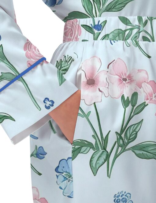 Floral Silky Satin Pajama Set For Women - Image 4