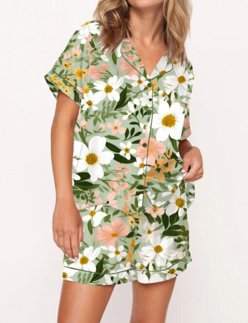 Jungle With Cheetahs Striped Satin Pajama Set For Women