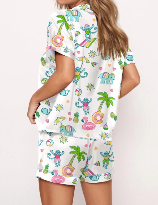 Kentucky Derby Horse Satin Pajama Set For Women - Image 8