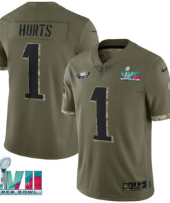 Jalen Hurts Philadelphia Eagles Super Bowl Salute To Service Patch Jersey - All Stitched