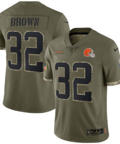 Jim Brown Cleveland Browns Salute To Service Jersey - All Stitched