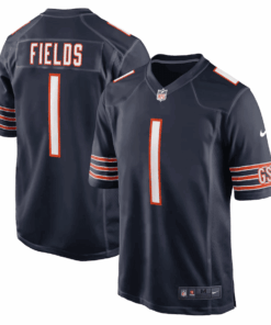 Justin Fields Chicago Bears GSH Navy Game Jersey - All Stitched