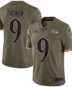 Justin Tucker Baltimore Ravens Olive Salute To Service Jersey - All Stitched