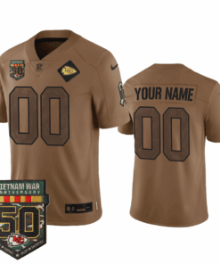 Kansas City Chiefs 2023 Salute To Service Limited Custom Jersey - 50th Vietnam War Anniversary Patch - Stitched