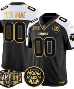 Kansas City Chiefs 2024 AFC West Division Champions Patch Gold Vapor Limited Custom Jersey - All Stitched