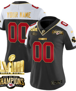 Kansas City Chiefs AFC West Champions & Super Bowl LVIII Gold Patch Vapor Custom Jersey - All Stitched