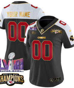 Kansas City Chiefs AFC West Champions & Super Bowl LVIII Patch Vapor Custom Jersey - All Stitched