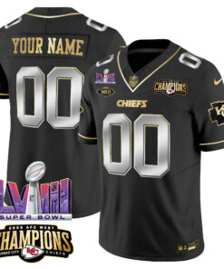 Kansas City Chiefs AFC West Champions & Super Bowl LVIII Patch Vapor Custom Jersey V2 - All Stitched