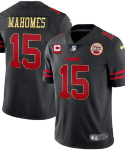 Kansas City Chiefs Black Red Vapor Jersey - All Stitched