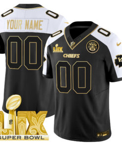 Kansas City Chiefs Super Bowl LIX Patch Gold Vapor Limited Custom Jersey - All Stitched