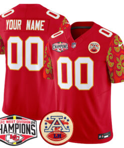Kansas City Chiefs Super Bowl LIX Style 2024 AFC West Division Champions Patch Vapor Limited Custom Jersey - All Stitched