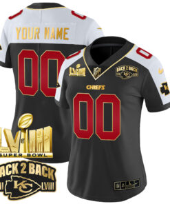 Kansas City Chiefs Super Bowl LVIII & Back 2 Back Gold Patch Vapor Custom Jersey - All Stitched