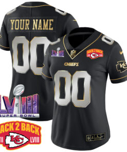 Kansas City Chiefs Super Bowl LVIII & Back 2 Back Patch Vapor Custom Jersey V2 - All Stitched