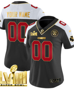 Kansas City Chiefs Super Bowl LVIII Gold Patch Vapor Custom Jersey - All Stitched