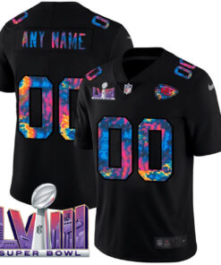 Kansas City Chiefs Super Bowl LVIII Patch 2020 Black Crucial Catch Custom Jersey - All Stitched