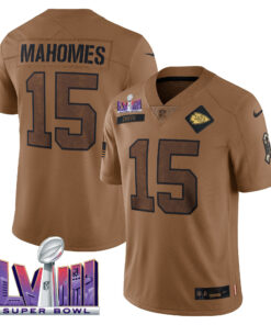 Kansas City Chiefs Super Bowl LVIII Patch Salute To Service Brown Limited Jersey - All Stitched