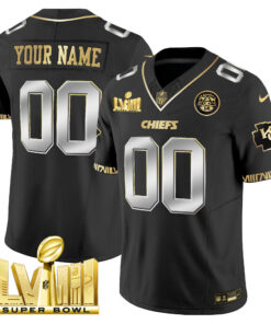 Kansas City Chiefs Super Bowl LVIII Pattern Gold Vapor Custom Jersey - All Stitched