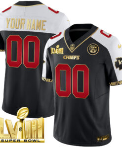 Kansas City Chiefs Super Bowl LVIII Pattern Gold Vapor Custom Jersey V2 - All Stitched
