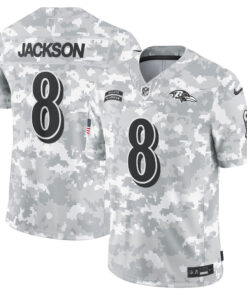 Lamar Jackson Baltimore Ravens 2024 Salute to Service Vapor Limited Jersey - Arctic Camo - All Stitched