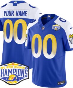 Los Angeles Rams 2024 NFC West Division Champions Vapor Limited Custom Jersey - All Stitched