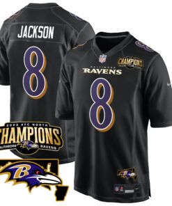 Men's Baltimore Ravens 2023 AFC North Champions & Maryland Patch Game Jersey - All Stitched