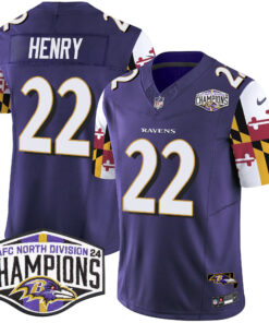 Men's Baltimore Ravens Maryland Flag 2024 AFC North Division Champions Patch Vapor Limited Jersey - All Stitched