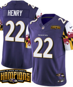 Men's Baltimore Ravens Maryland Flag Back To Back AFC North Champions Patch Vapor Limited Jersey - All Stitched