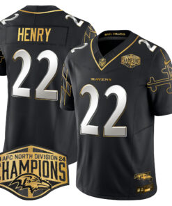 Men's Baltimore Ravens Maryland Flag Map 2024 AFC North Division Champions Patch Gold Vapor Limited Jersey - All Stitched