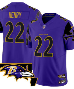 Men's Baltimore Ravens Maryland Flag Map Patch Vapor Limited Jersey - All Stitched