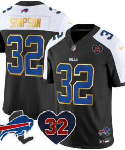 Men's Buffalo Bills O.J. Simpson Patch Gold Trim Vapor Limited Jersey - All Stitched