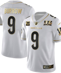 Men's Cincinnati Bengals 55th 1968 - 2022 Anniversary Patch White Gold & Black Gold Jersey - All Stitched