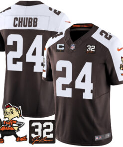 Men's Cleveland Browns #32 Jim Brown Memorial Patch Vapor Limited Jersey V2 - All Stitched