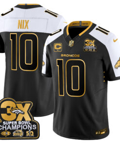 Men's Denver Broncos 3-Time Champions Patch Gold Vapor Limited Jersey - All Stitched