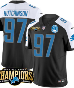 Men's Detroit Lions 2023 NFC North Champions Patch Vapor Jersey V2 - All Stitched